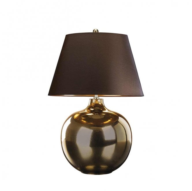 Elstead Lighting OTTOMAN-TL Ottoman 1 Light Table Lamp in a Bronze Metalic Finish with a Brown Shade
