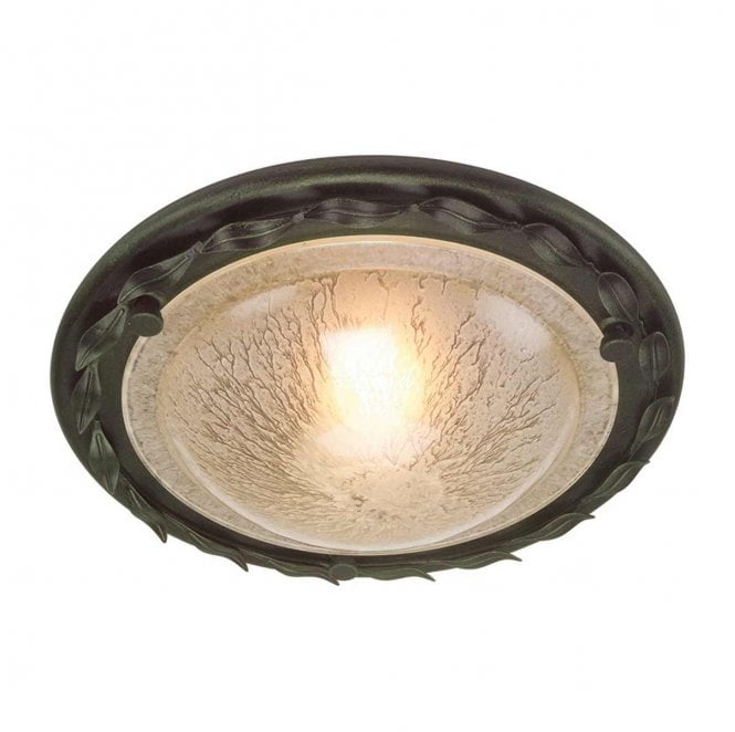 Elstead Lighting OV-F-BLK-GOLD Olivia 1 Light Flush in a Black and Gold Patina Finish