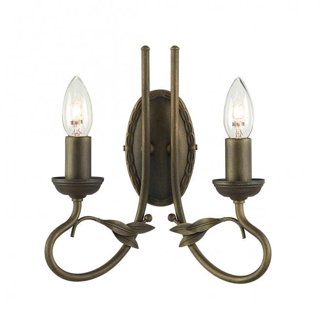 Elstead Lighting OV2-BLK-GOLD Olivia 2 Light Wall Light in a Black and Gold Patina Finish