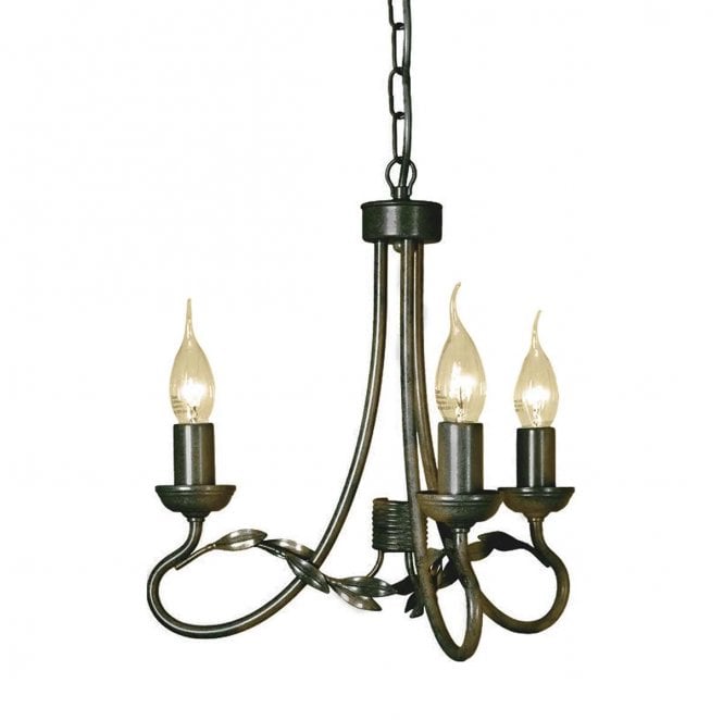 Elstead Lighting OV3-BLK-GOLD Olivia 3 Light Chandelier in a Black and Gold Patina Finish