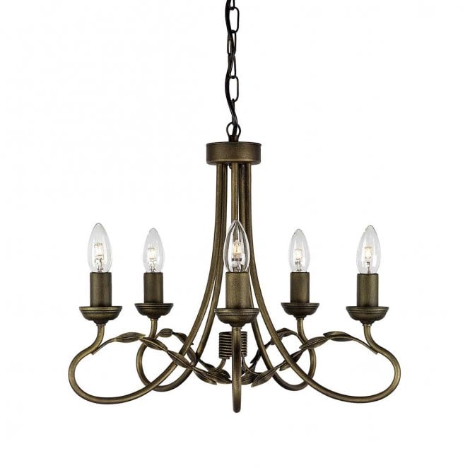 Elstead Lighting OV5-BLK-GOLD Olivia 5 Light Chandelier -in a Black and Gold Patina Finish