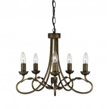 OV5-BLK-GOLD Olivia 5 Light Chandelier -in a Black and Gold Patina Finish