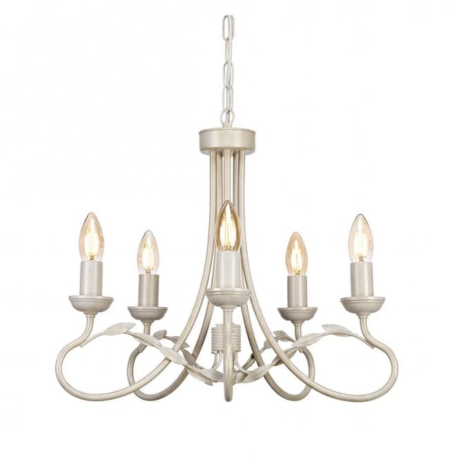 Elstead Lighting OV5-IVORY-GOLD Olivia 5 Light Chandelier in an Ivory and Gold Patina Finish