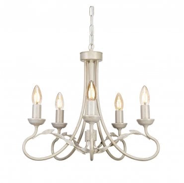 OV5-IVORY-GOLD Olivia 5 Light Chandelier in an Ivory and Gold Patina Finish