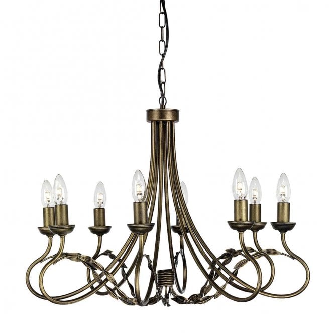 Elstead Lighting OV8-BLK-GOLD Olivia 8 Light Chandelier in a Black and Gold Patina Finish