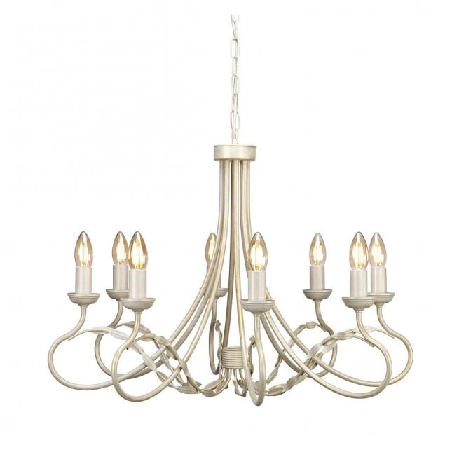 Elstead Lighting OV8-IVORY-GOLD Olivia 8 Light Chandelier in an Ivory and Gold Patina Finish