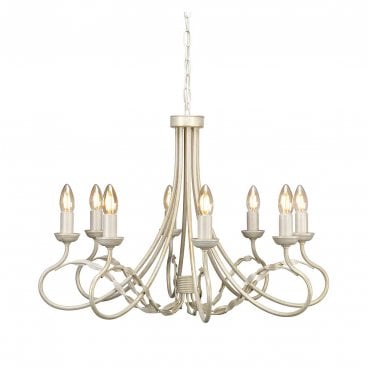 OV8-IVORY-GOLD Olivia 8 Light Chandelier in an Ivory and Gold Patina Finish
