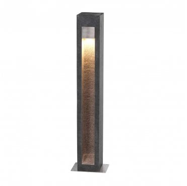 PARKSTONE-BOL-A Parkstone Large Outdoor IP55 LED Bollard in a Basalt Stone with Stainless Steel Finish