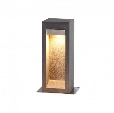 PARKSTONE-BOL-B Parkstone Medium Outdoor IP55 LED Bollard in a Basalt Stone with Stainless Steel Finish