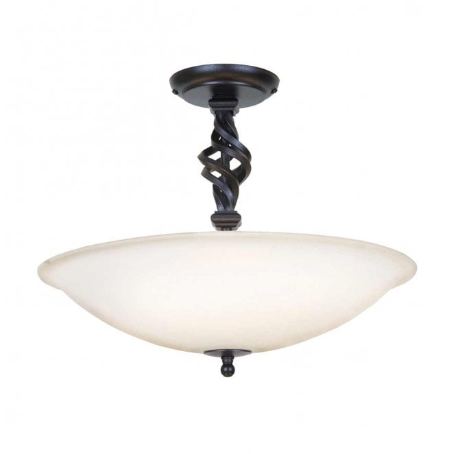 Elstead Lighting PB-SF-A-BLACK Pembroke 3 Light Semi Flush Light in a Black Finish