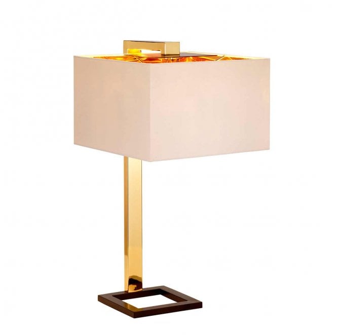 Elstead Lighting PLEIN-TL Plein 1 Light Table Lamp in a Dark Brown and Polished Gold Finish