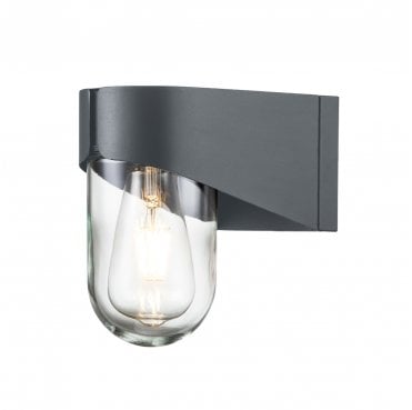 PORTO Porto Outdoor IP44 1 Light Wall Lantern in a Grey Finish