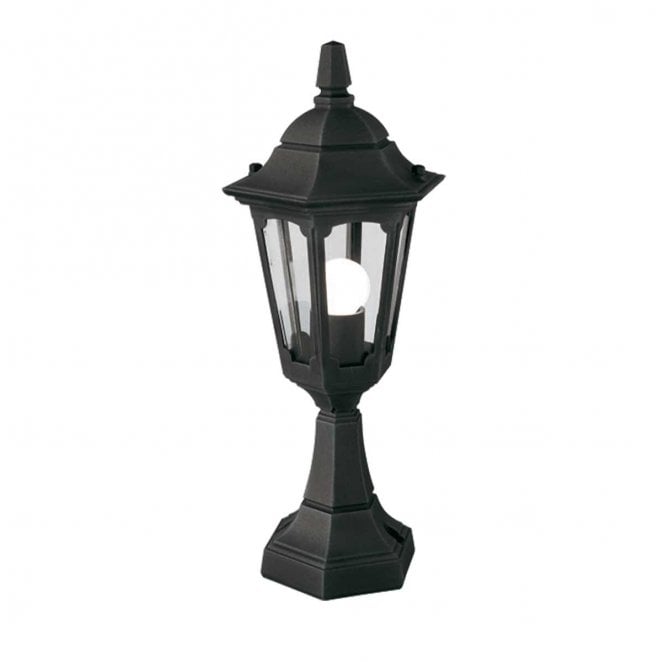 Elstead Lighting PRM4-BLACK Parish Mini Outdoor IP44 1 Light Pedestal Lantern in a Black Finish