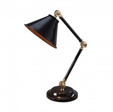 PV-ELEMENT-BPB Provence Element 1 Light Mini Table Lamp in a Black and Polished Brass Finish