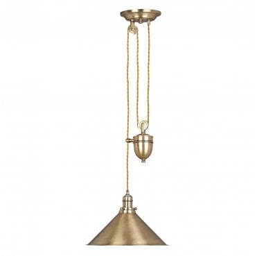 PV-P-AGB Provence 1 Light Rise and Fall Pendant in an Aged Brass Finish