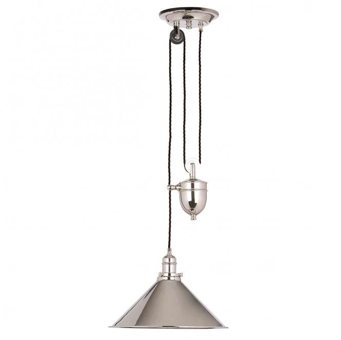 Elstead Lighting PV-P-PN Provence 1 Light Rise and Fall Pendant in a Polished Nickel Finish