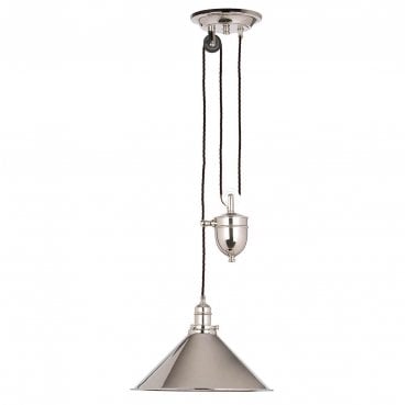 PV-P-PN Provence 1 Light Rise and Fall Pendant in a Polished Nickel Finish