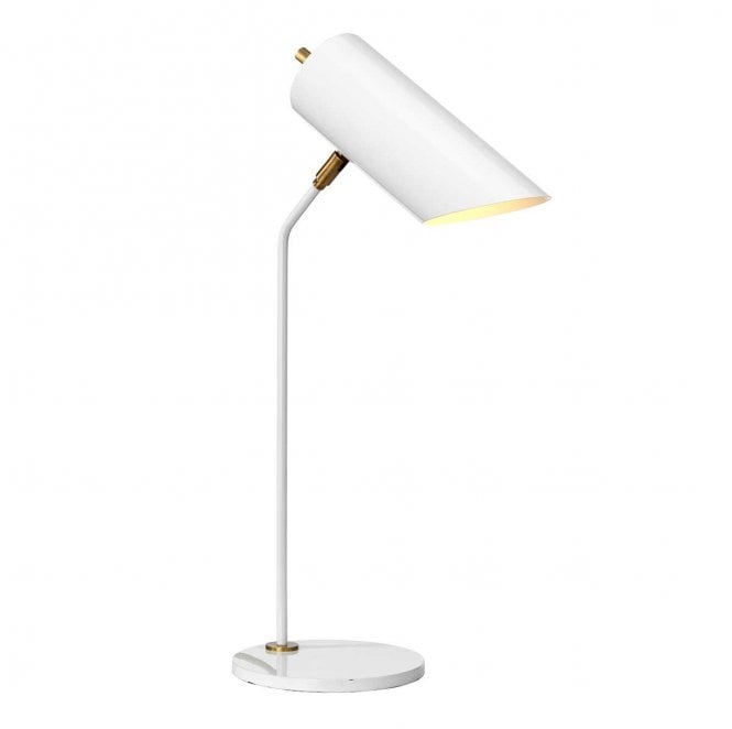 Elstead Lighting QUINTO-TL-WAB Quinto 1 Light Table Lamp in a White and Aged Brass Finish