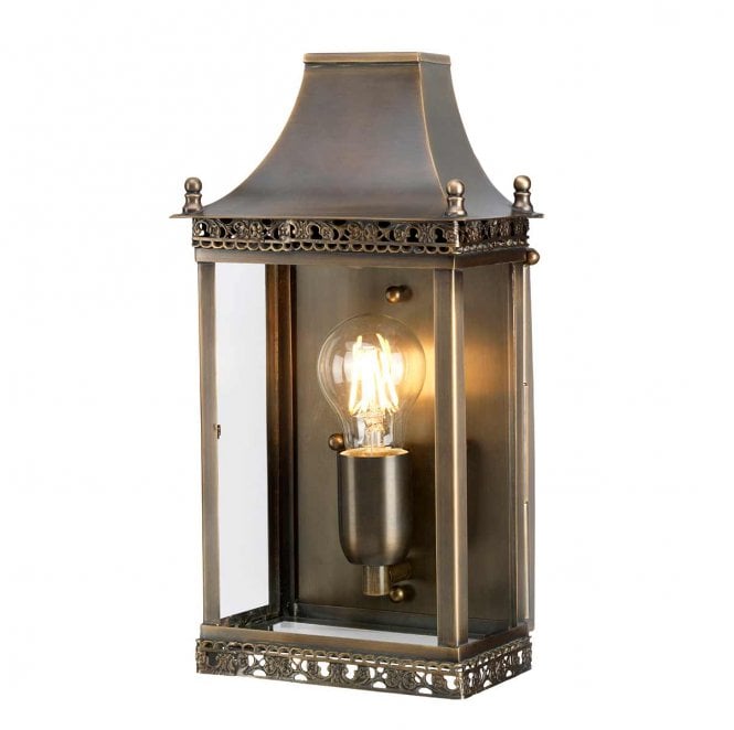 Elstead Lighting REGENTS-PARK-BR Regents Park Outdoor IP44 1 Light Wall Lantern in an Aged Brass Finish