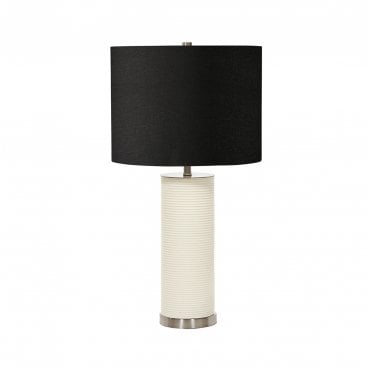RIPPLE-TL-WHT-B Ripple 1 Light Table Lamp in a White Finish with a Black Shade