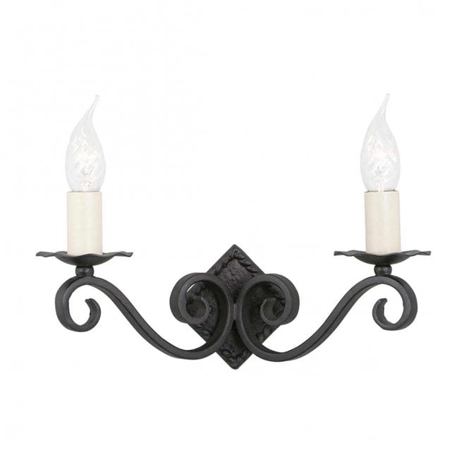 Elstead Lighting RY2A-BLACK Rectory 2 Light Wall Light in a Black Finish