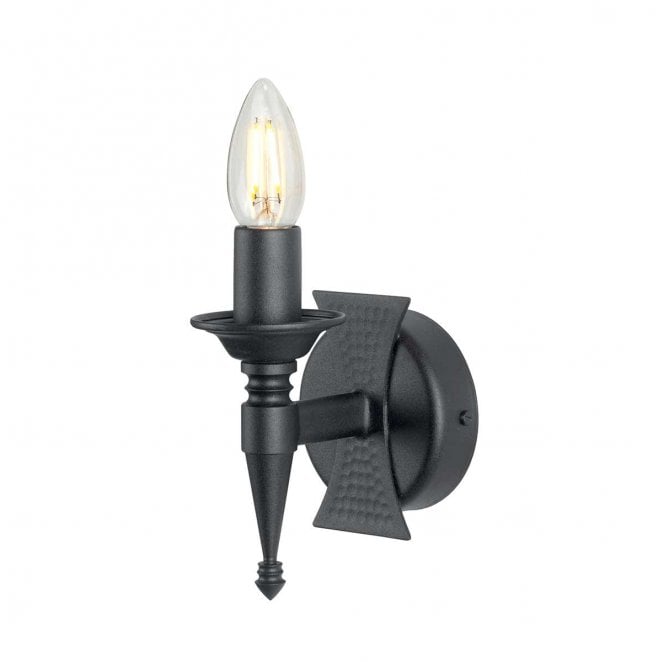 Elstead Lighting SAX1-BLK Saxon 1 Light Wall Light in a Black Finish