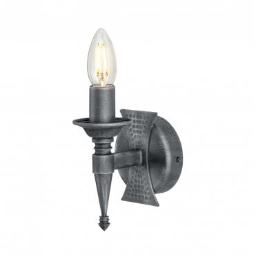 SAX1-BLK-SIL Saxon 1 Light Wall Light in a Black and Silver Patina Finish