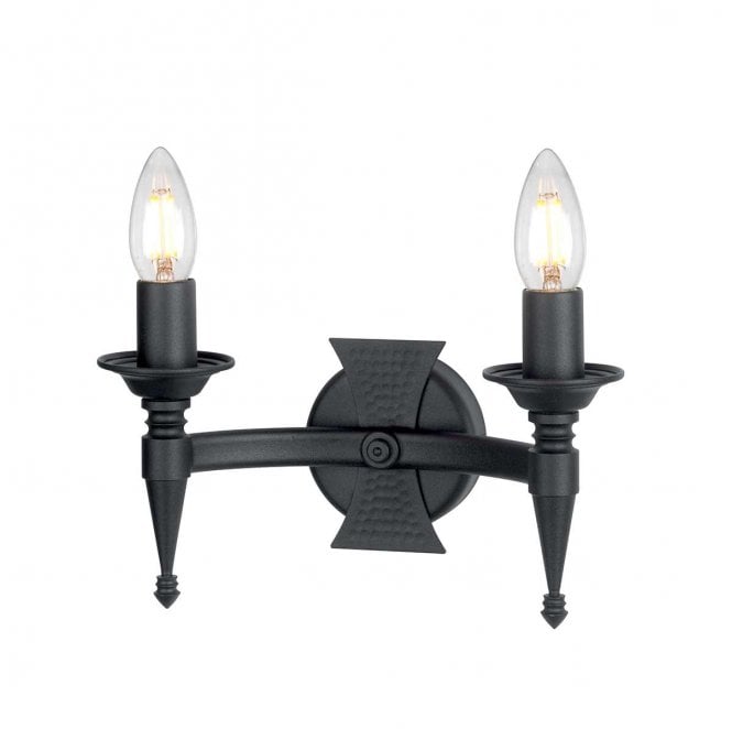 Elstead Lighting SAX2-BLK Saxon 2 Light Wall Light in a Black Finish