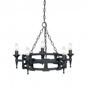 SAX5-BLK Saxon 5 Light Chandelier in a Black Finish