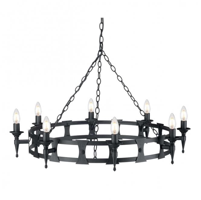 Elstead Lighting SAX8-BLK Saxon 8 Light Chandelier in a Black Finish