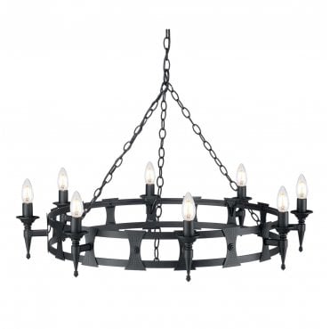 SAX8-BLK Saxon 8 Light Chandelier in a Black Finish