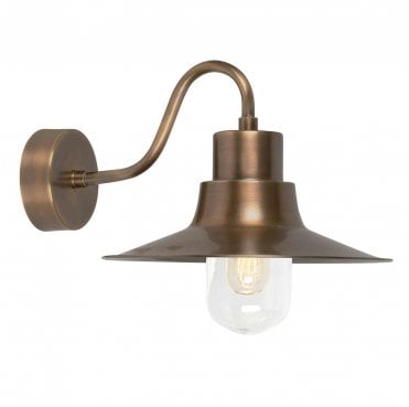 SHELDON-BR Sheldon Outdoor IP44 1 Light Wall Lantern in an Aged Brass Finish