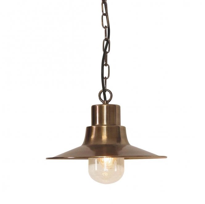 Elstead Lighting SHELDON-CH-BR Sheldon Outdoor IP44 1 Light Chain Lantern in an Aged Brass Finish