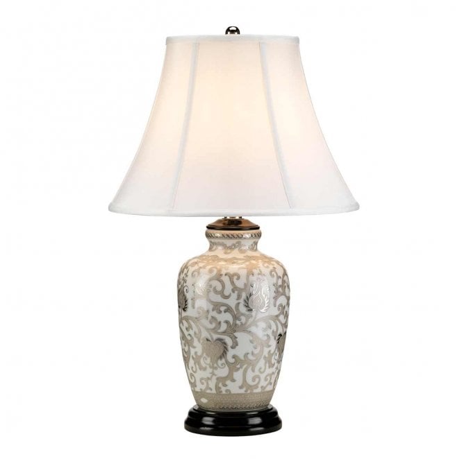 Elstead Lighting SILVERTHISTLE-TL Silver Thistle 1 Light Table Lamp in a White and Silver Finish