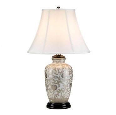 SILVERTHISTLE-TL Silver Thistle 1 Light Table Lamp in a White and Silver Finish