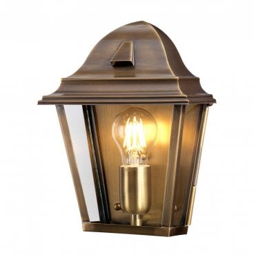 ST-JAMES-BRASS St James Outdoor IP44 1 Light Wall Lantern in an Aged Brass Finish