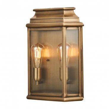 ST-MARTINS-L-BR St Martins Outdoor IP44 2 Light Large Wall Lantern in an Aged Brass Finish