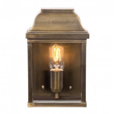 VICTORIA-BR Victoria Outdoor IP44 1 Light Wall Lantern in an Aged Brass Finish