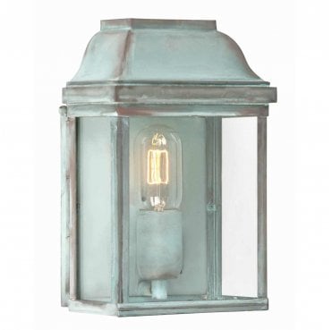 VICTORIA-VERDI Victoria Outdoor IP44 1 Light Wall Lantern in a Verdigris Finish