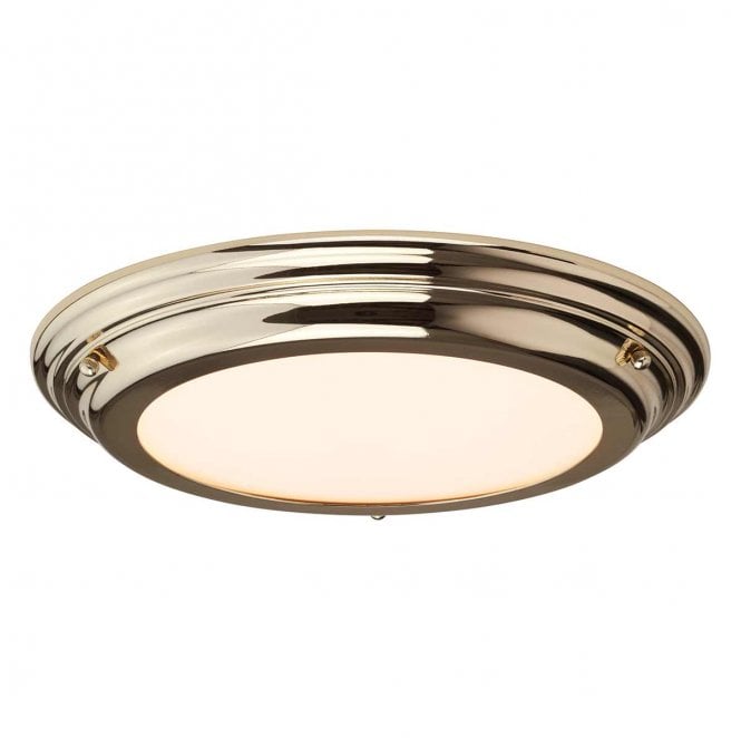 Elstead Lighting WELLAND-F-PB Welland IP54 1 Light Flush Light in a Polished Brass Finish