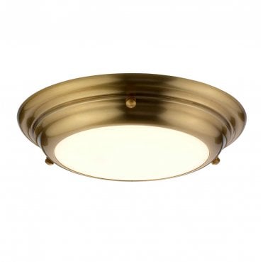WELLAND-F-S-AB Wellend IP54 1 Light Mini LED Flush Light in an Aged Brass Finish