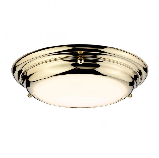 Elstead Lighting WELLAND-F-S-PB Wellend IP54 1 Light Mini LED Flush Light in a Polished Brass Finish