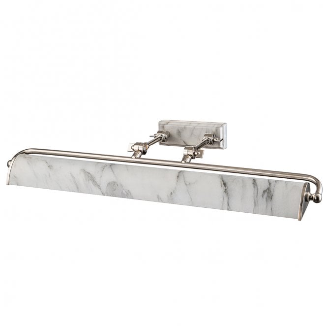 Elstead Lighting WINCHFIELD-PLL-PN-WM Winchfield 4 Light Large Picture Light in a Polished Nickel and White Marble Effect Finish