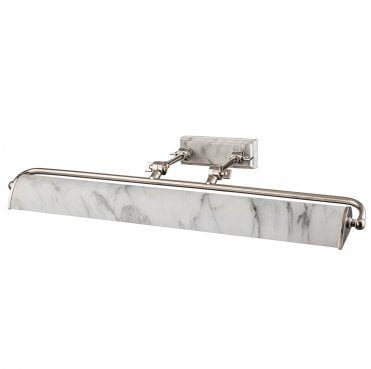 WINCHFIELD-PLL-PN-WM Winchfield 4 Light Large Picture Light in a Polished Nickel and White Marble Effect Finish