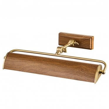 WINCHFIELD-PLM-AB-OAK Winchfield 2 Light Medium Picture Light in an Aged Brass and Oak Effect Finish