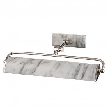 WINCHFIELD-PLM-PN-WM Winchfield 2 Light Medium Picture Light in a Polished Nickel and White Marble Effect Finish