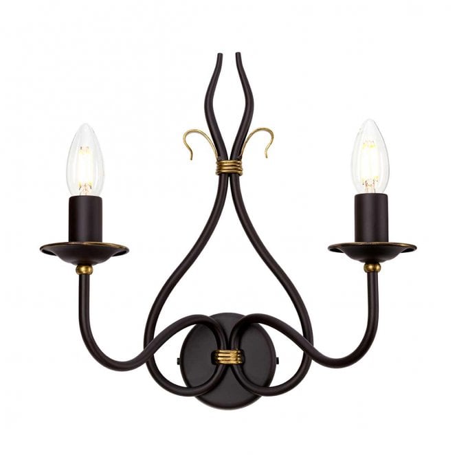 Elstead Lighting WM2 Windermere 2 Light Wall Light in a Rust and Gold Finish