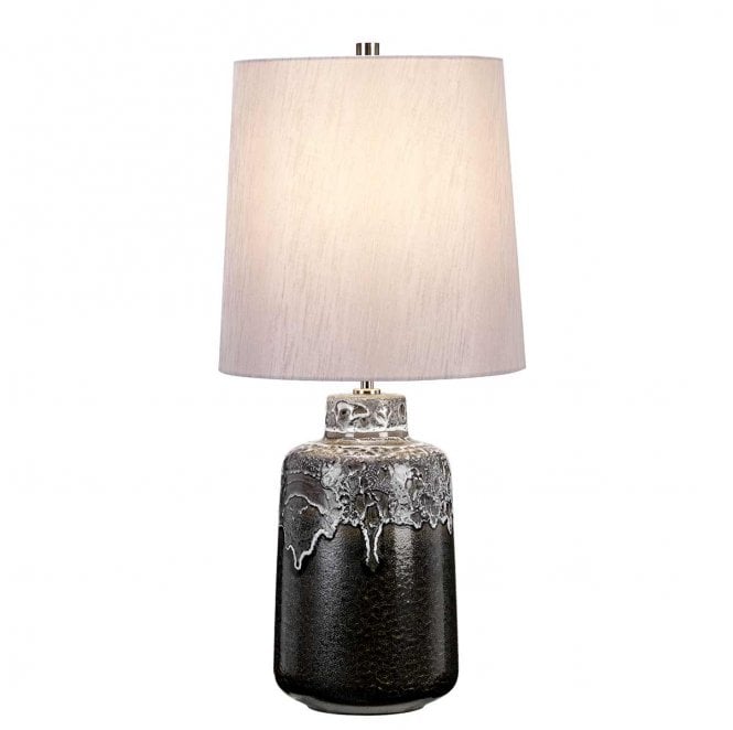 Elstead Lighting WOOLWICH-TL Woolwhich 1 Light Table Lamp in a Textured Graphite Finish with a White Glaze and Silver Shade