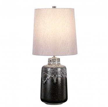 WOOLWICH-TL Woolwhich 1 Light Table Lamp in a Textured Graphite Finish with a White Glaze and Silver Shade