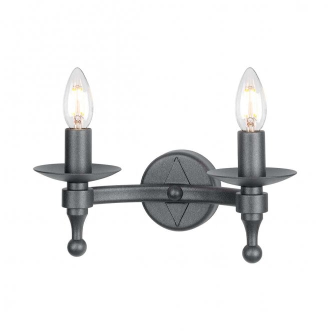 Elstead Lighting WR2-GRAPHITE Warwick 2 Light Wall Light in a Graphite Black Finish